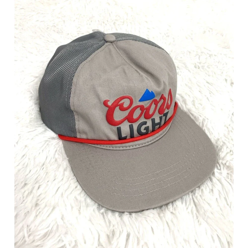 Coors Light Hat Baseball Cap Snapback Gray One Size Rope NWOT Outdoor Travel